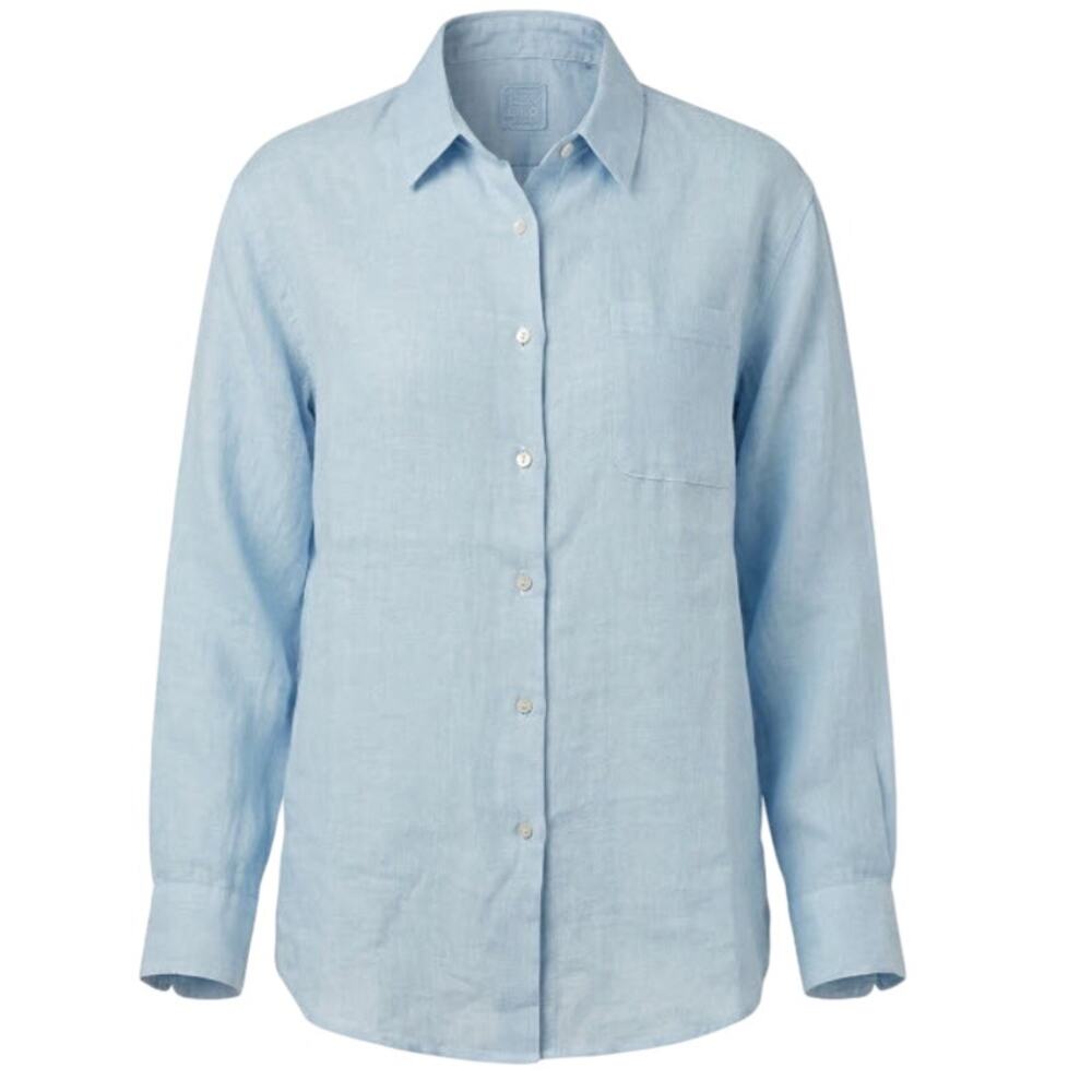120% Lino Women’s Light Blue Italian Linen Button shirt XXL